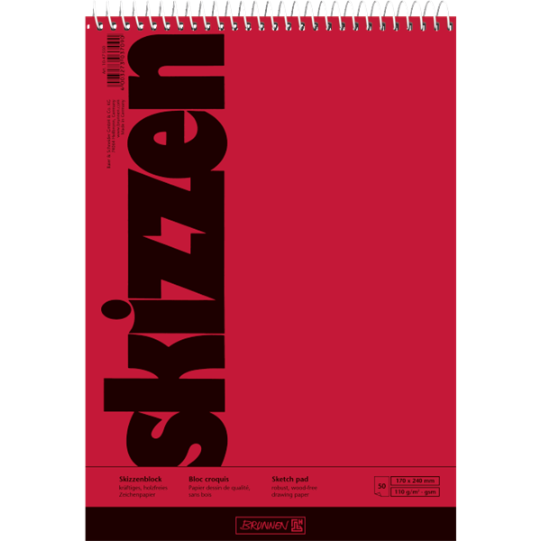 Sketchpad 17x24cm 50 sheets spiral 5 pieces