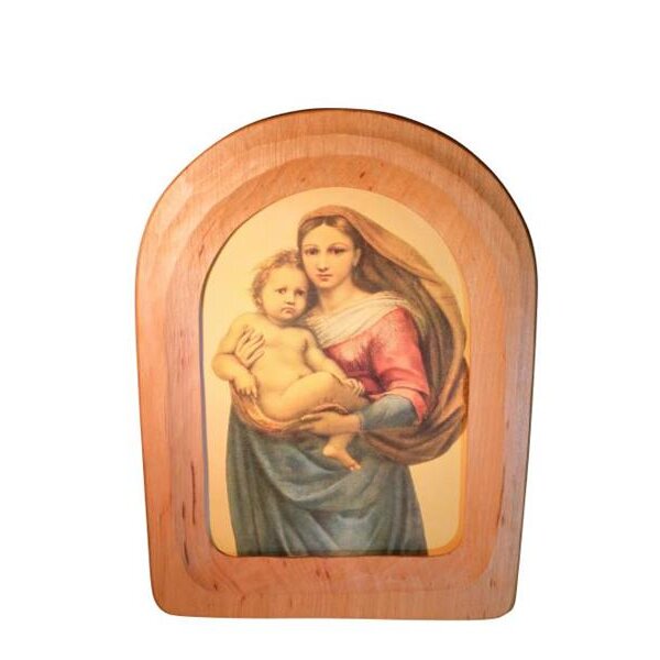 Hand carved wooden frame for postcard, semioval, upright.