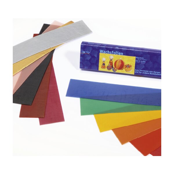 Wachsfolien 20x4 cm 12 Farben sortiert