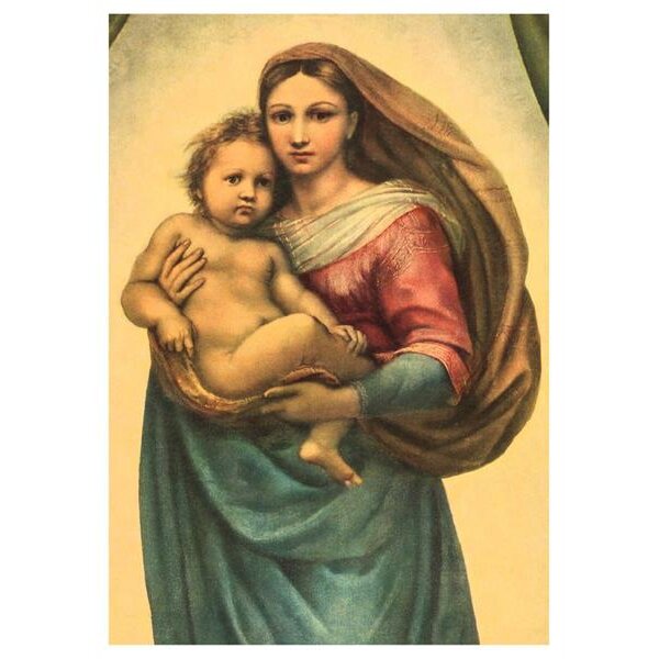 7 Kunstpostkarten Sixtinische Madonna Ausschnitt